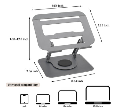 Fit4Less Laptop Stand Ergonomic Design, Adjustable Angel and Height, Foldable fits for laptops, notebooks up to 17.3 Inch Grey