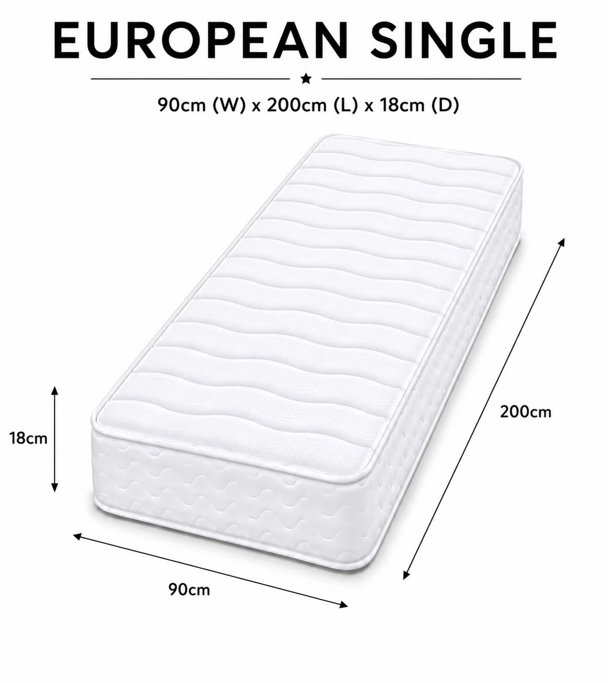 Starlight Beds Wave Budget Sprung 90x200 Mattress with Foam Layer