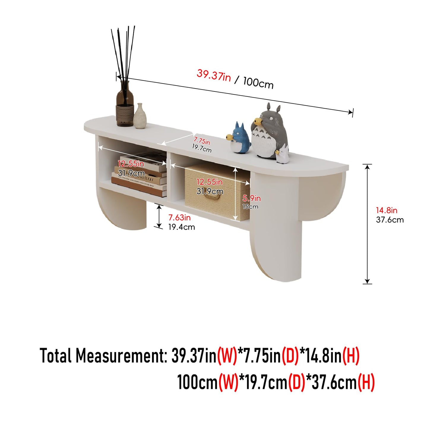 Pmnianhua Floating Solid Wood Console Table, Wall Mounted Narrow Entryway Table with Storage Shelf