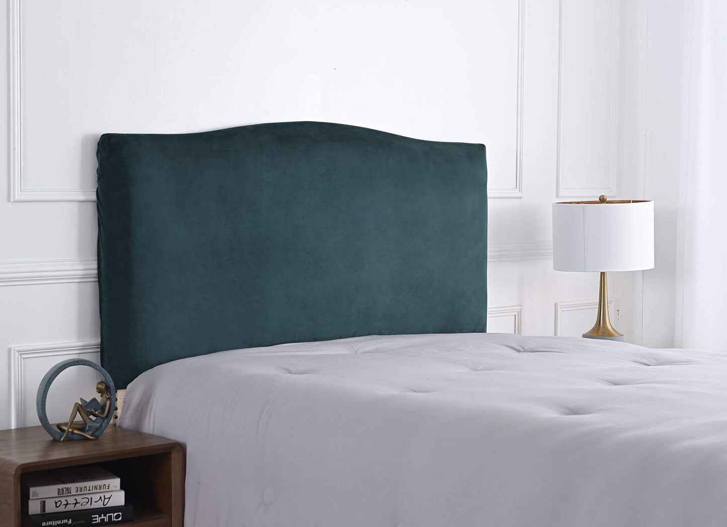 Meigeh Bed Headboard Cover Velvet Headboard Slipcovers Stretch Headboard Protector Headboard Cover for single double king size beds