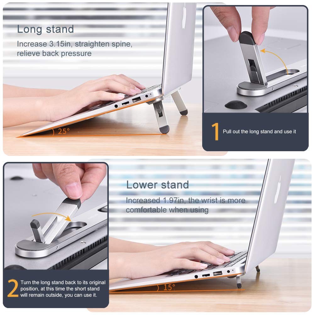 nediea Mini Laptop Stand for Desk, Keyboard Feet Riser, Laptop Cooling