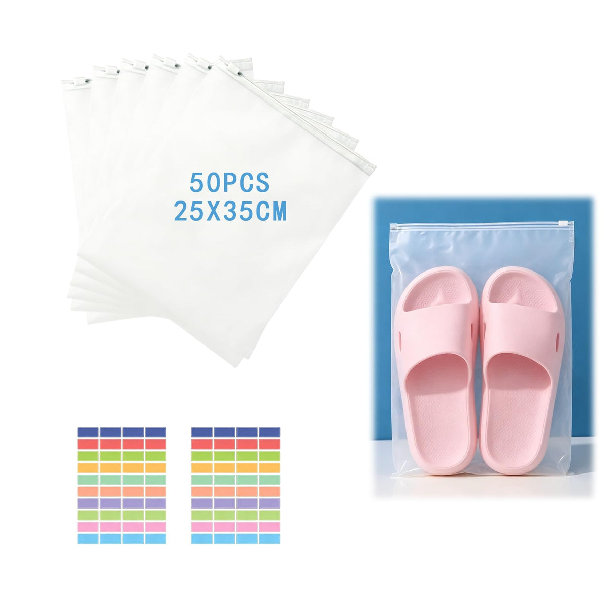 Hexizexi 50 Pcs Ziplock Bags for Clothes 25x35 cm