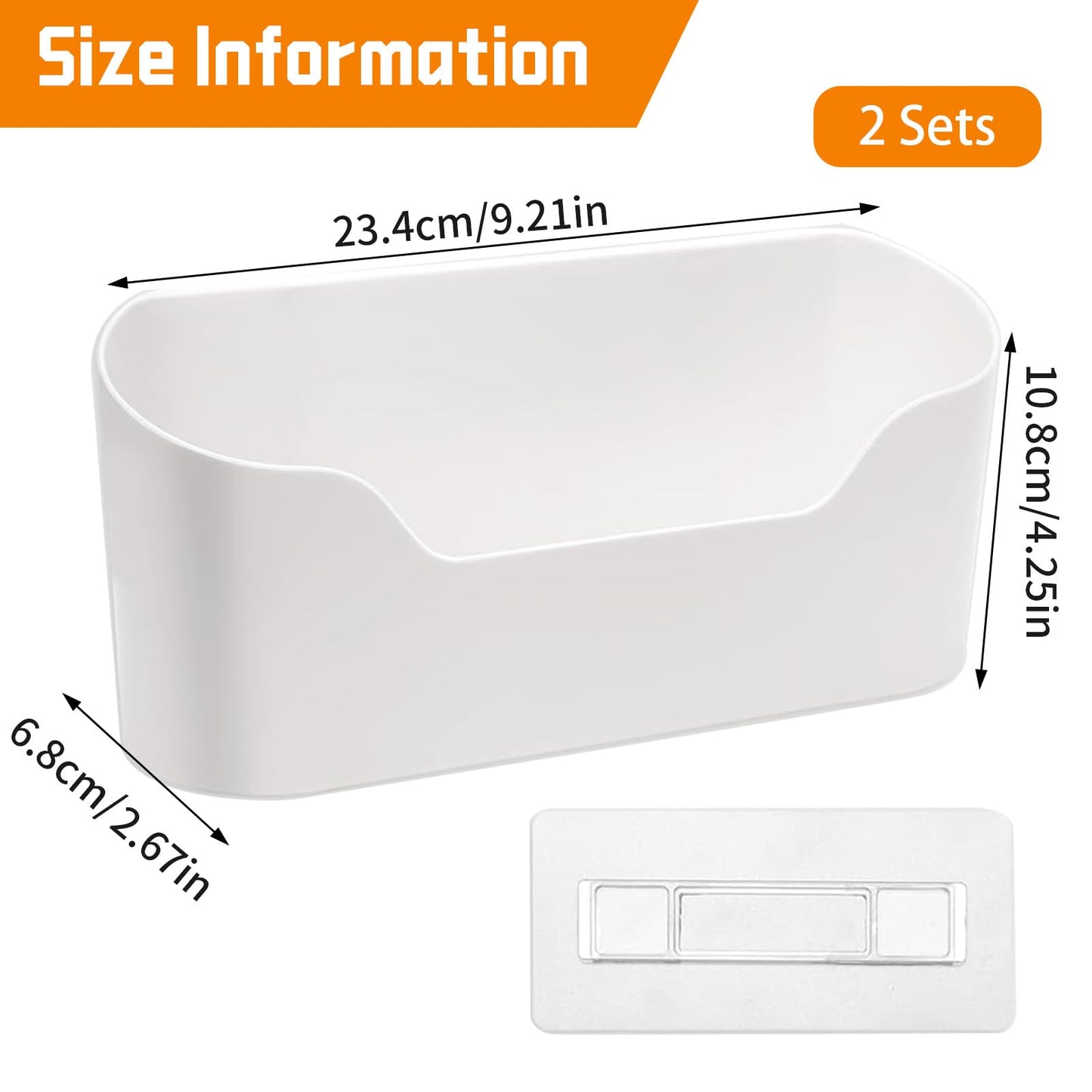 2 Pcs Cabinet Door Organiser with 2 Adhesive Pad, Under Sink Plastic Organizer, No Drilling File Holder for Mail Magazine