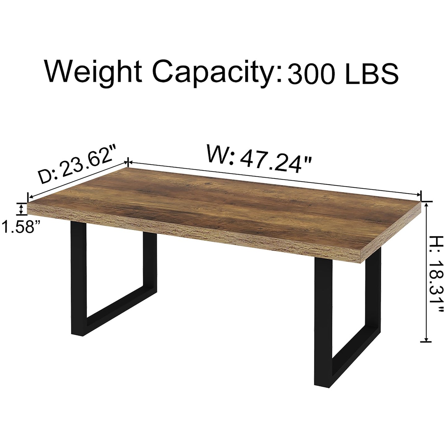 IBF Coffee Table Living Room Wooden Center Coffee Tables 120cm Rustic Oak