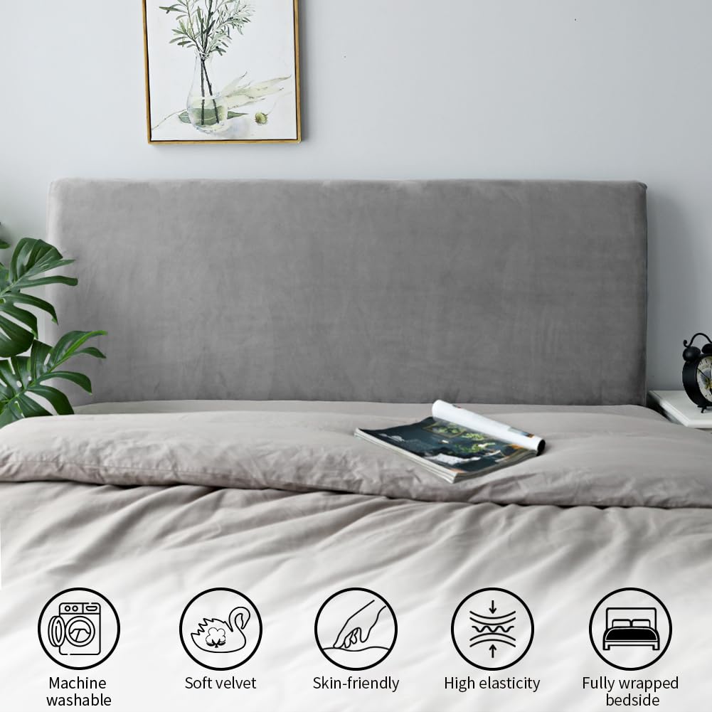 Caijin Bed Headboard Slipcover, Stretch Bed Headboard Cover, Dustproof Protector Cover for Linen Fabric Tufted Upholstered Headboard