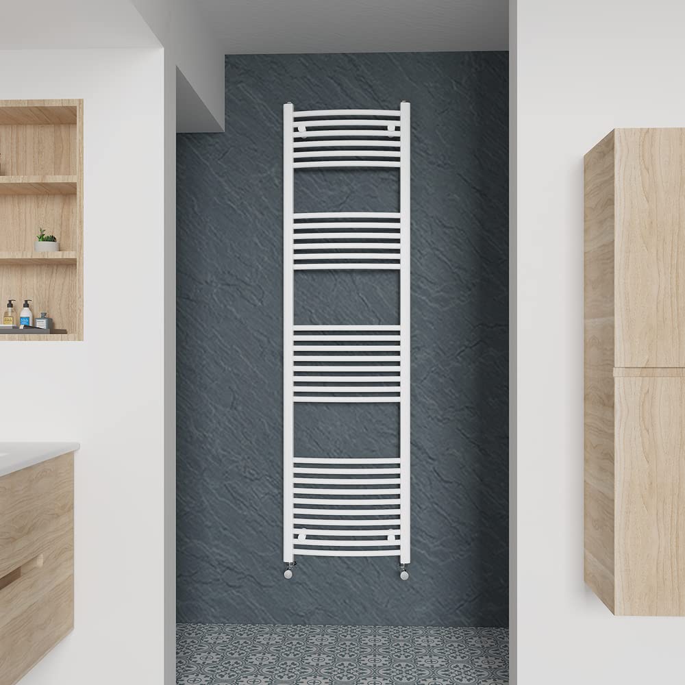 Warmehaus Curved Heated Towel Rail White Radiator 1800x500mm