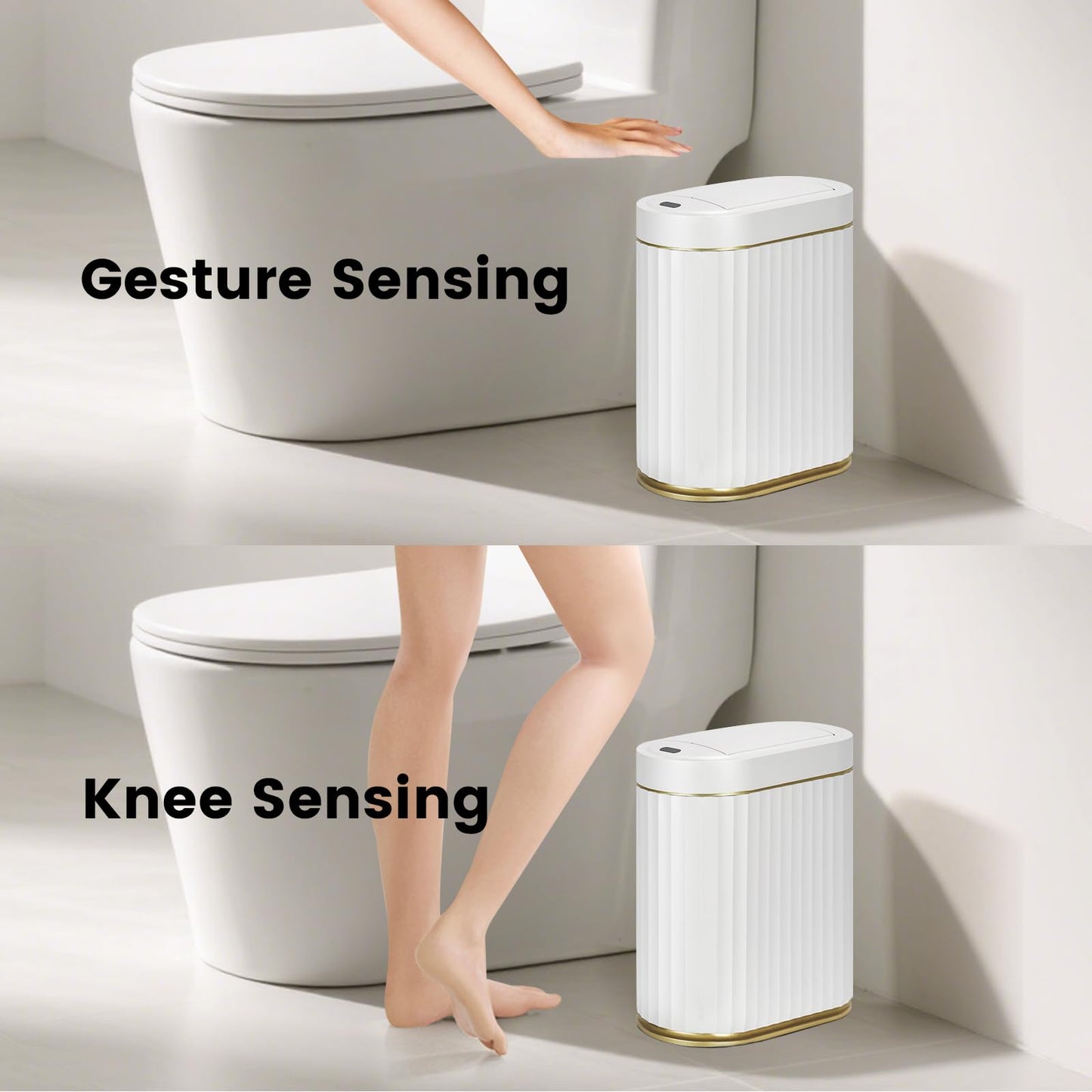 ELPHECO Bathroom Trash Can with Lid Butterfly, Motion Sensor Trash Can Bathroom Decor Automatic Garbage Can Wastebasket Bathroom Accessories, Kitchen