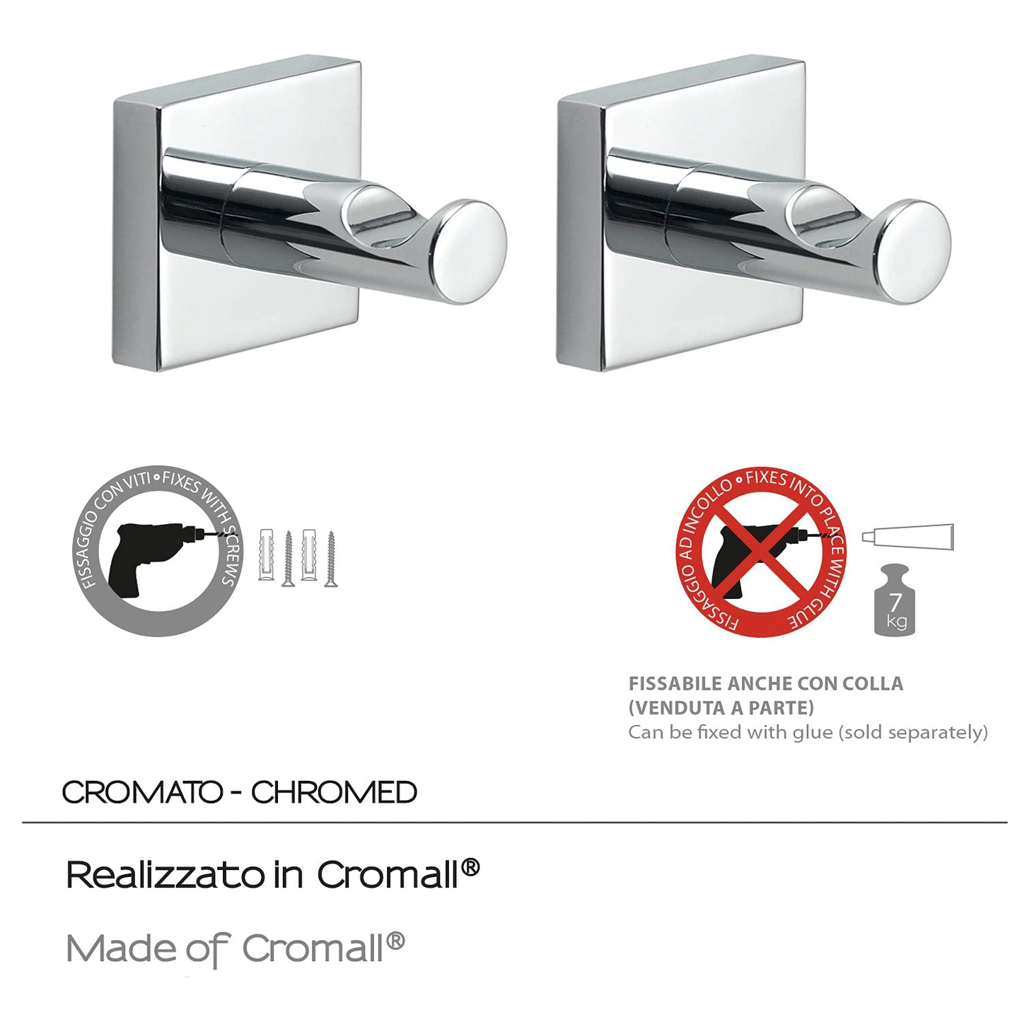 Gedy Manila Clothes Rack Chrome 304 Stainless Steel Cromall and Satin Glass 4.7 x 4.7 x 4.8 cm and Weight 0.1 kg R&D Design Unique