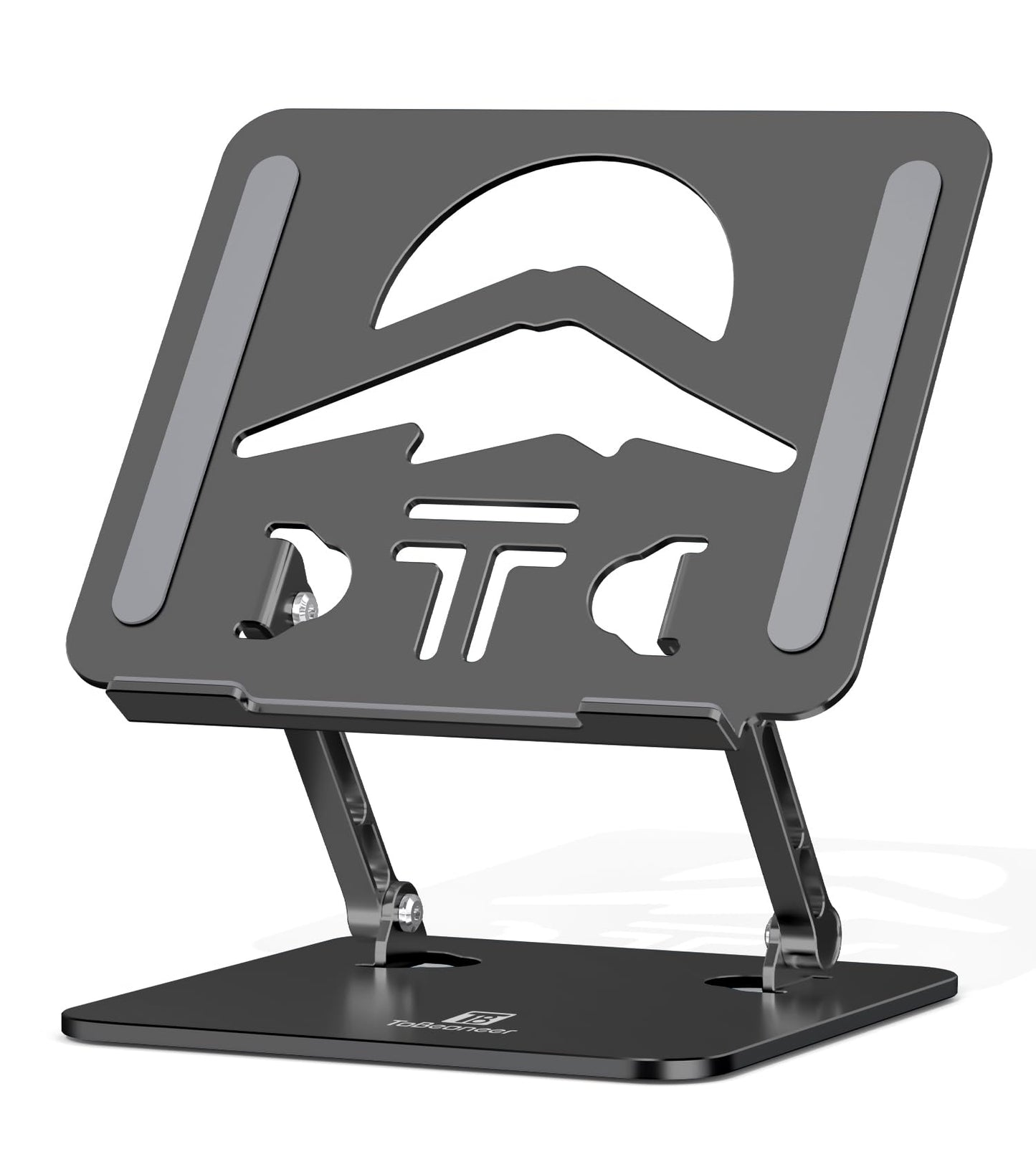 Tobeoneer Aluminum Adjustable Laptop Stand for Desk,Foldable, 10-16",Black