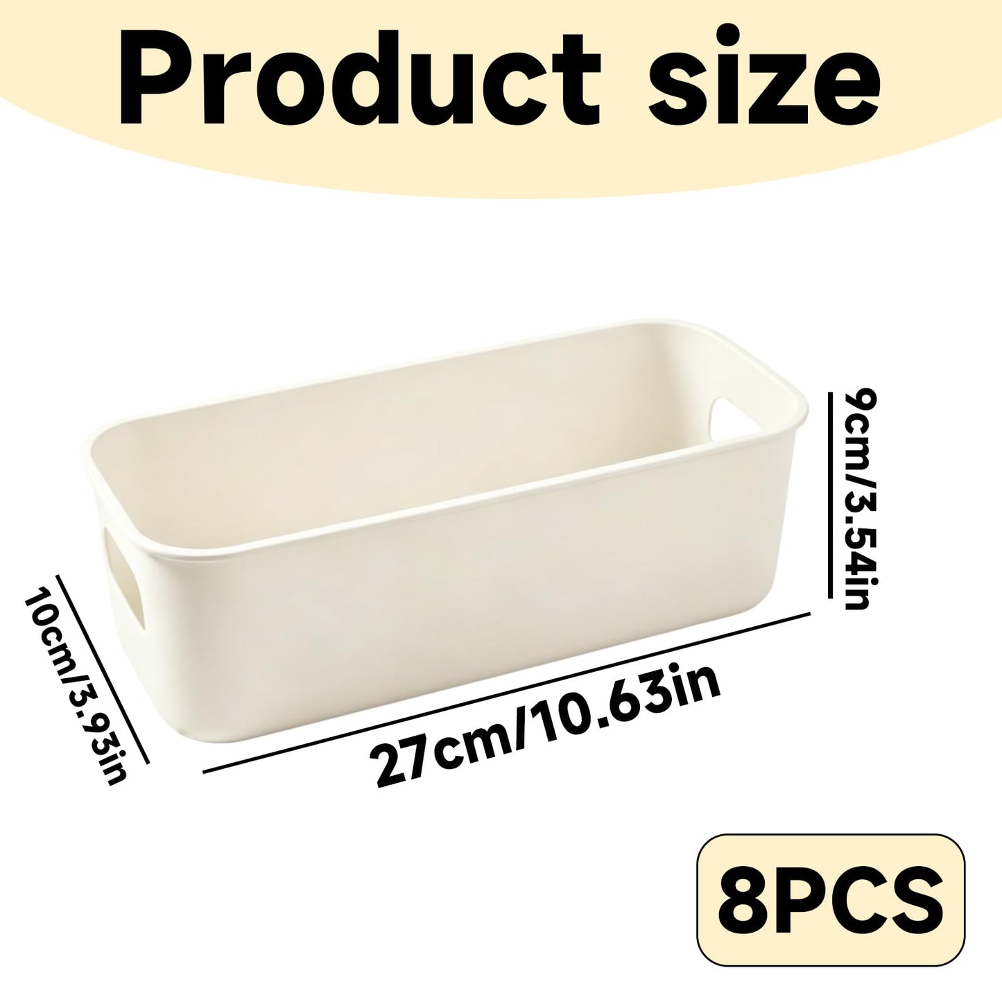8 Pack Narrow Storage Box, Storage Boxes for Shelves, Cupboard Organiser