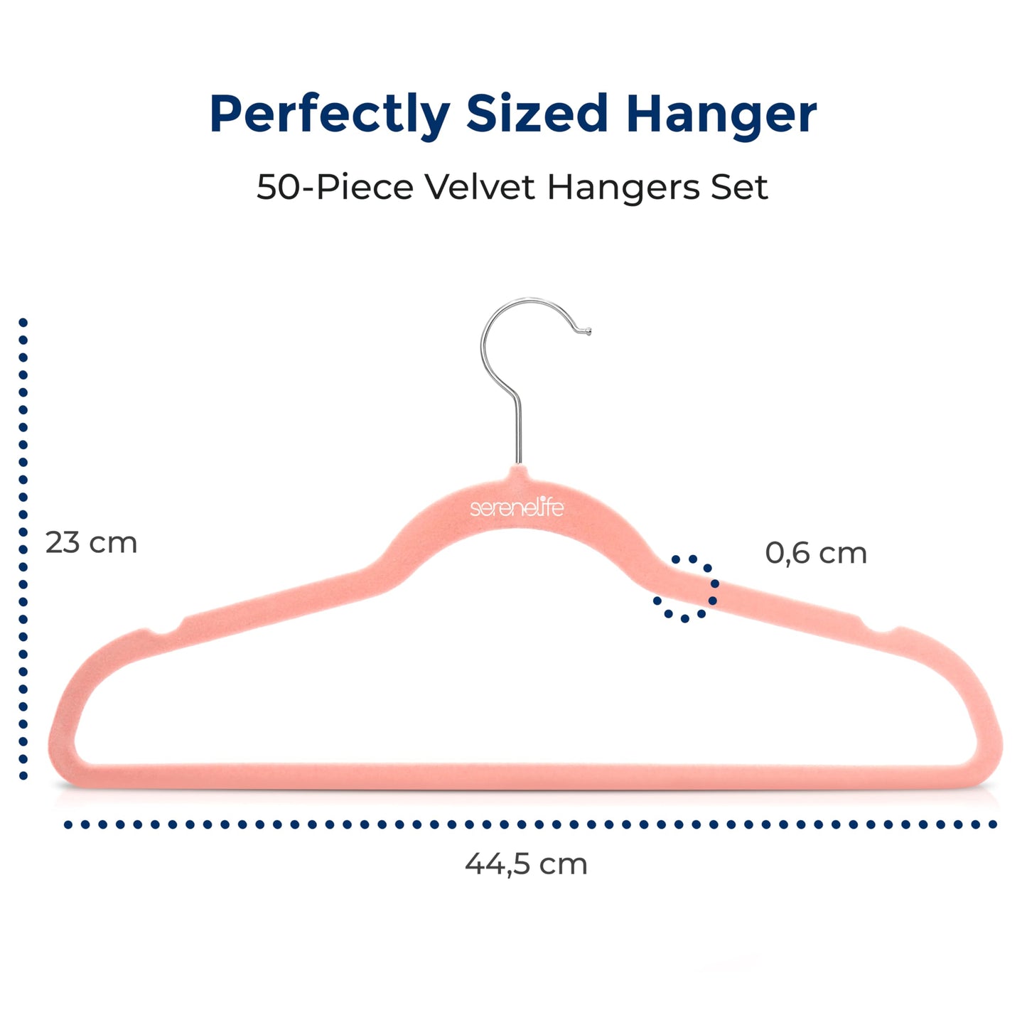 SereneLife Velvet Hangers, Pink, 50-Pack - Non-Slip Adult Coat Hangers