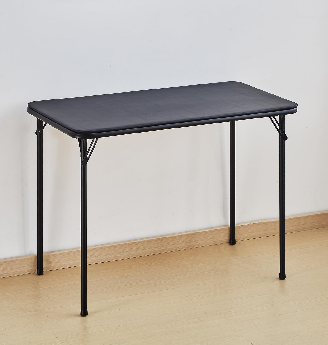 KAIHAOWIN Metal Folding Table, Small Foldable Desk with Vinyl Top, Powder-Coated Steel Legs