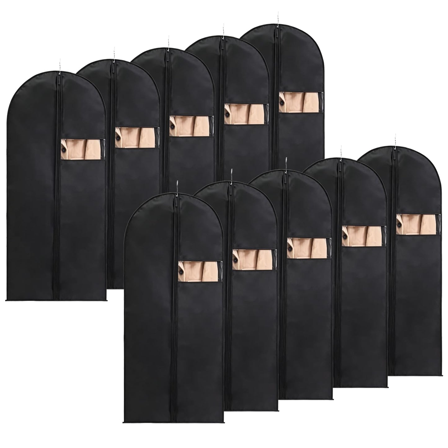 Xivicii 10Pcs Suit Bags for Men, Foldable Suite Covers, Waterproof Garment Protectors with Clear Window for Clothes Coats (60 * 100cm)