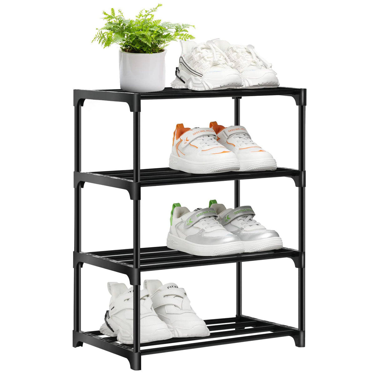 OLYREO Small Shoe Rack 4 Tier Shoe Racks Storage for Hallway, Closet