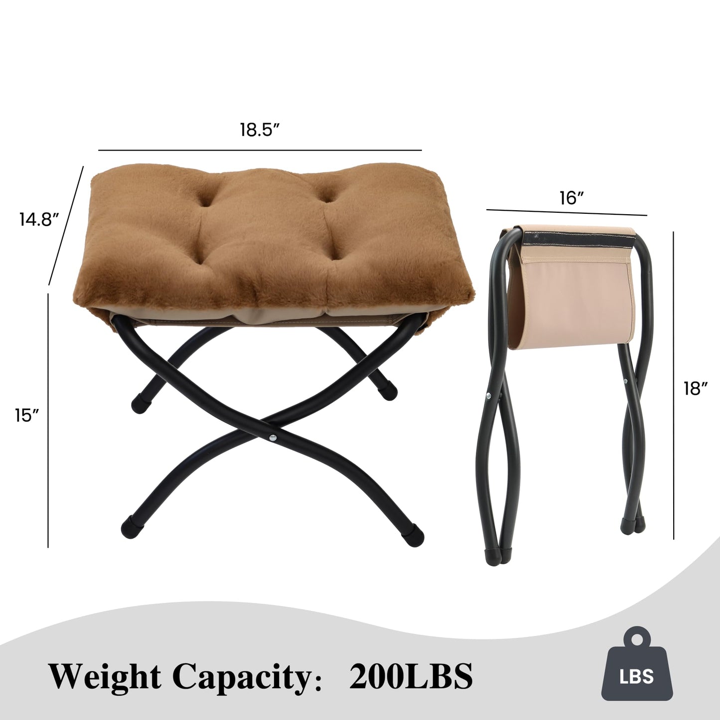 Mordchil EU 15"(H) Folding Ottoman, Foldable Footrest Stool, Portable Small Foot Stool for Couch, Collapsible Foot Rest Ottoman for Sofa