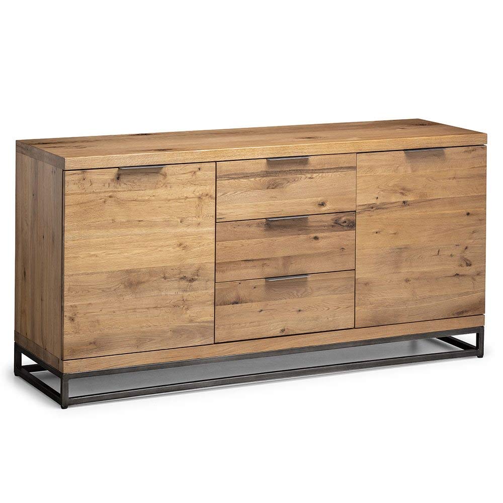 Julian Bowen Brooklyn Sideboard - Oak, Oak & Metal - H75 x W150 x D45cm