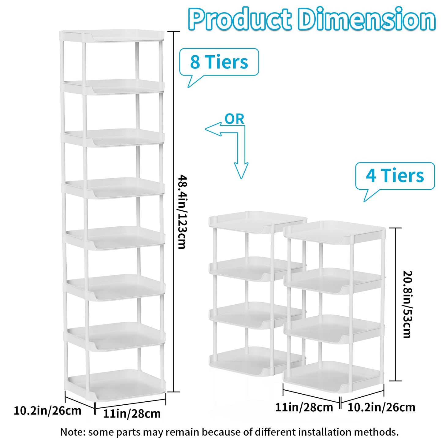 SZSHYNJ 8 Tier Single Row Tall Shoe Rack, Vertical Plastic Shoes Stand