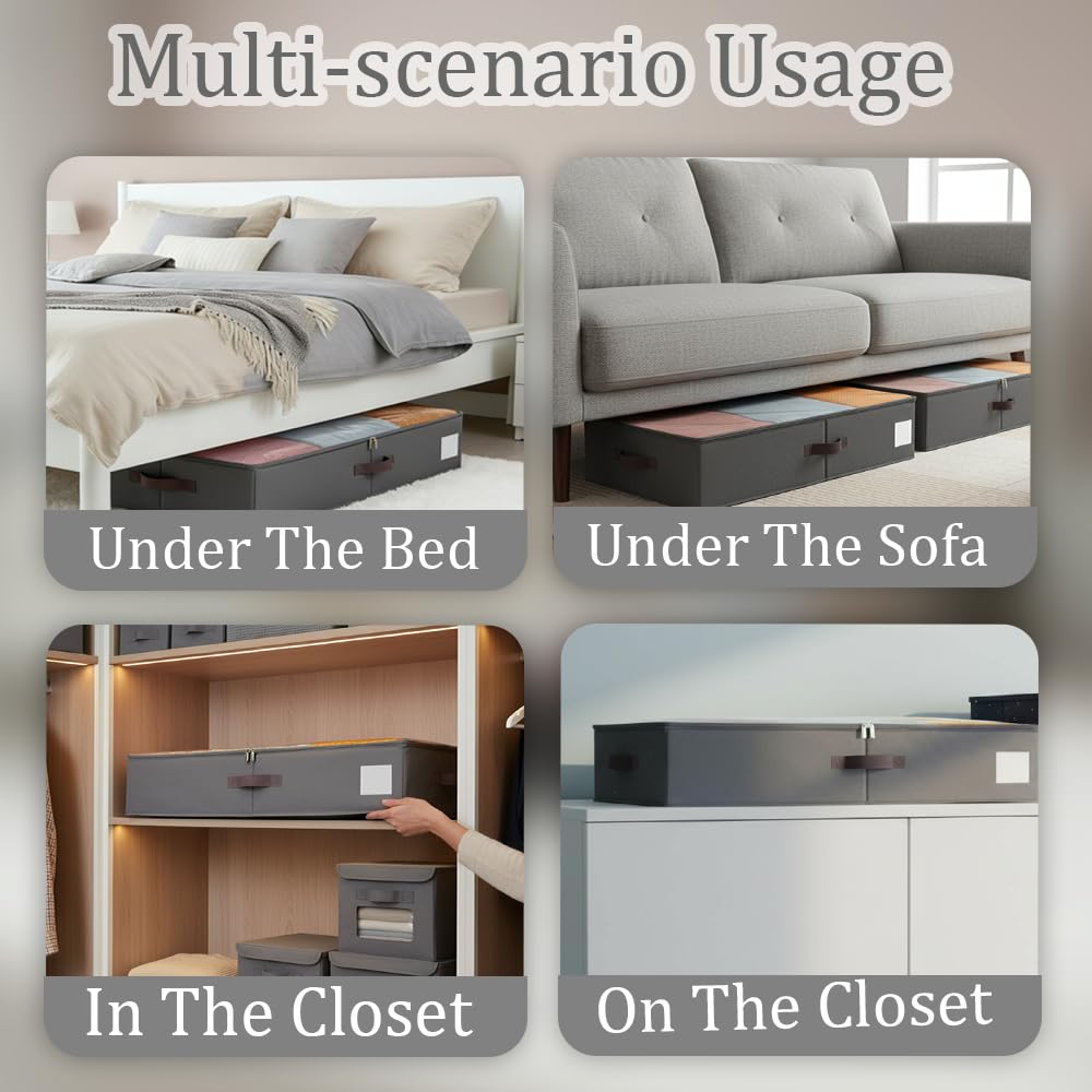 Under Bed Storage Boxes With Lids, PP Side Panels & Base Panel, 80*40*15cm
