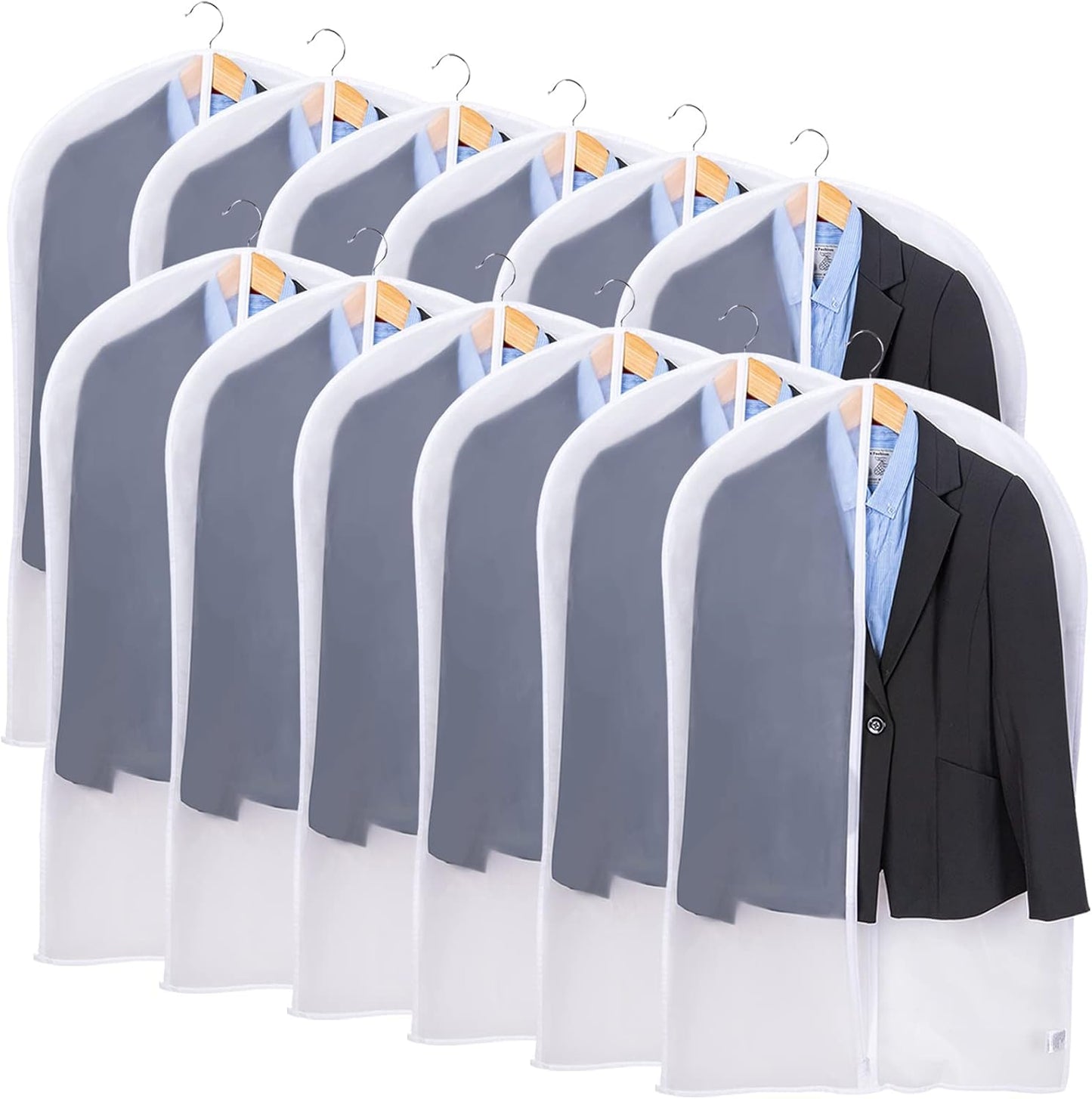 Niviy Garment Covers 60 x 120 cm, PEVA Clothes Covers with Zip, 12 Pack