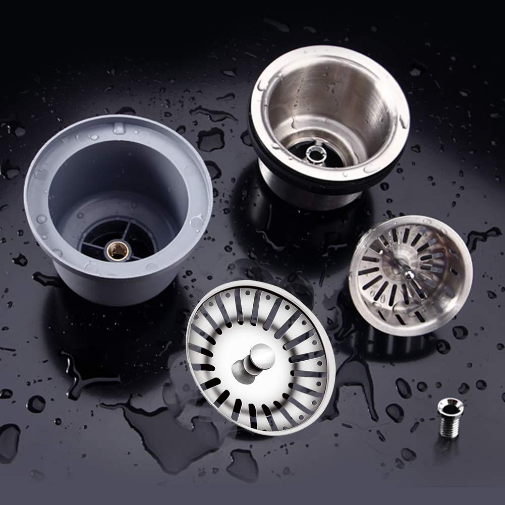 1 PC 84mm Kitchen Sink Plugs, Stainless Steel Kitchen Sink Strainer Plug Waste Stopper Sink Strainer Replacement Sink Plug Basket Strainer Sink Drain