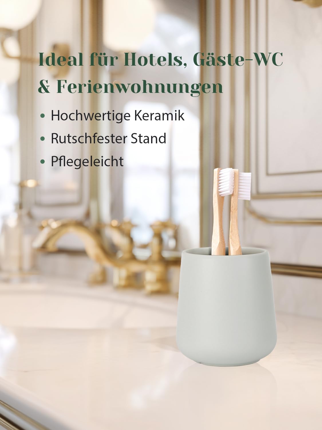 Autumnlife Toothbrush Holder Ceramic, 12 oz Bathroom Toothbrush Holder Ceramic Holder for Toothbrush, Mouthwash Cup Toothpaste Holder and Cup