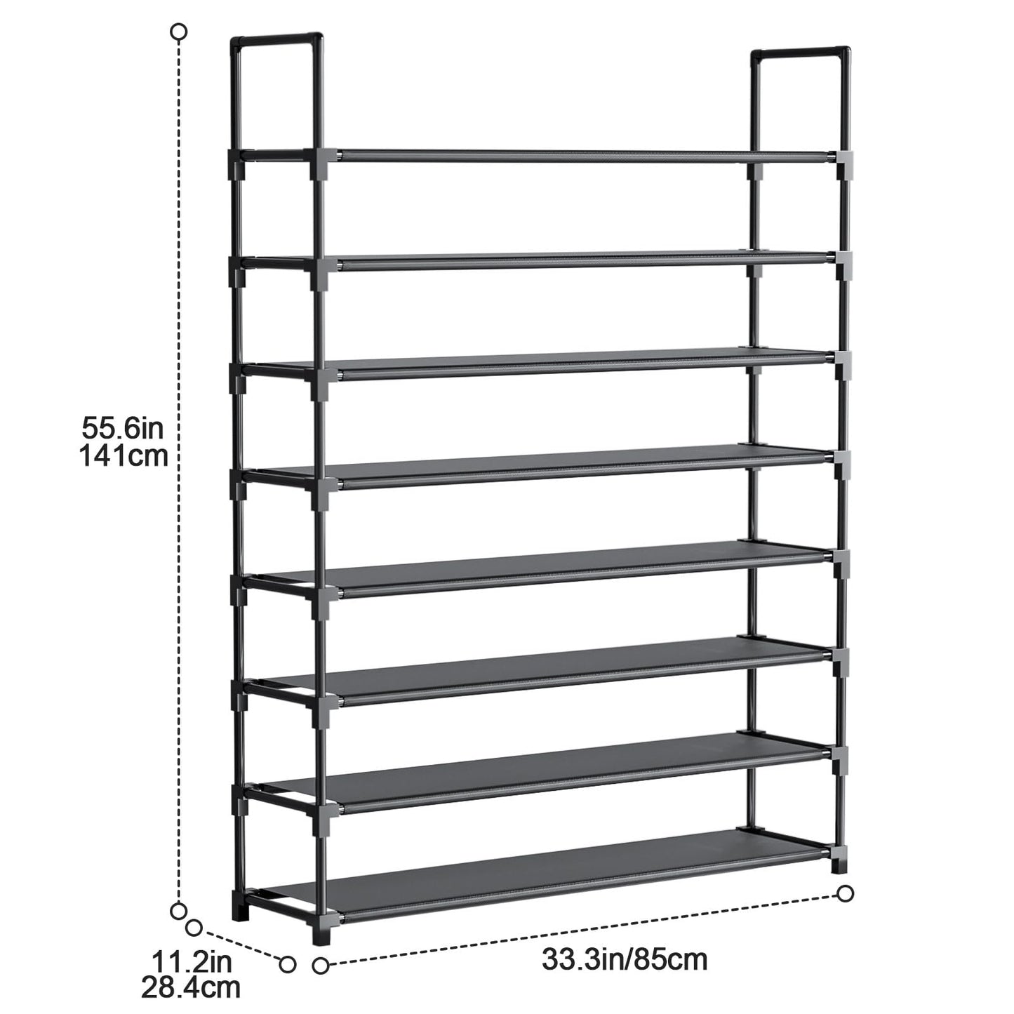 OYREL Shoe Rack 8 Tier 32-40 Pairs Shoes, Shoe Storage Large with Hooks