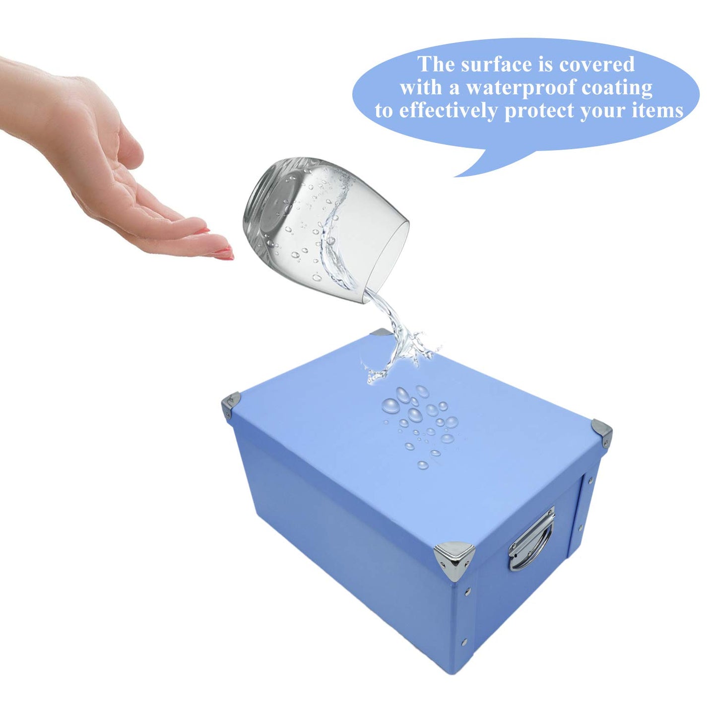 GUOZI Collapsible Storage Box with Lid, Decorative Cardboard File Organizer