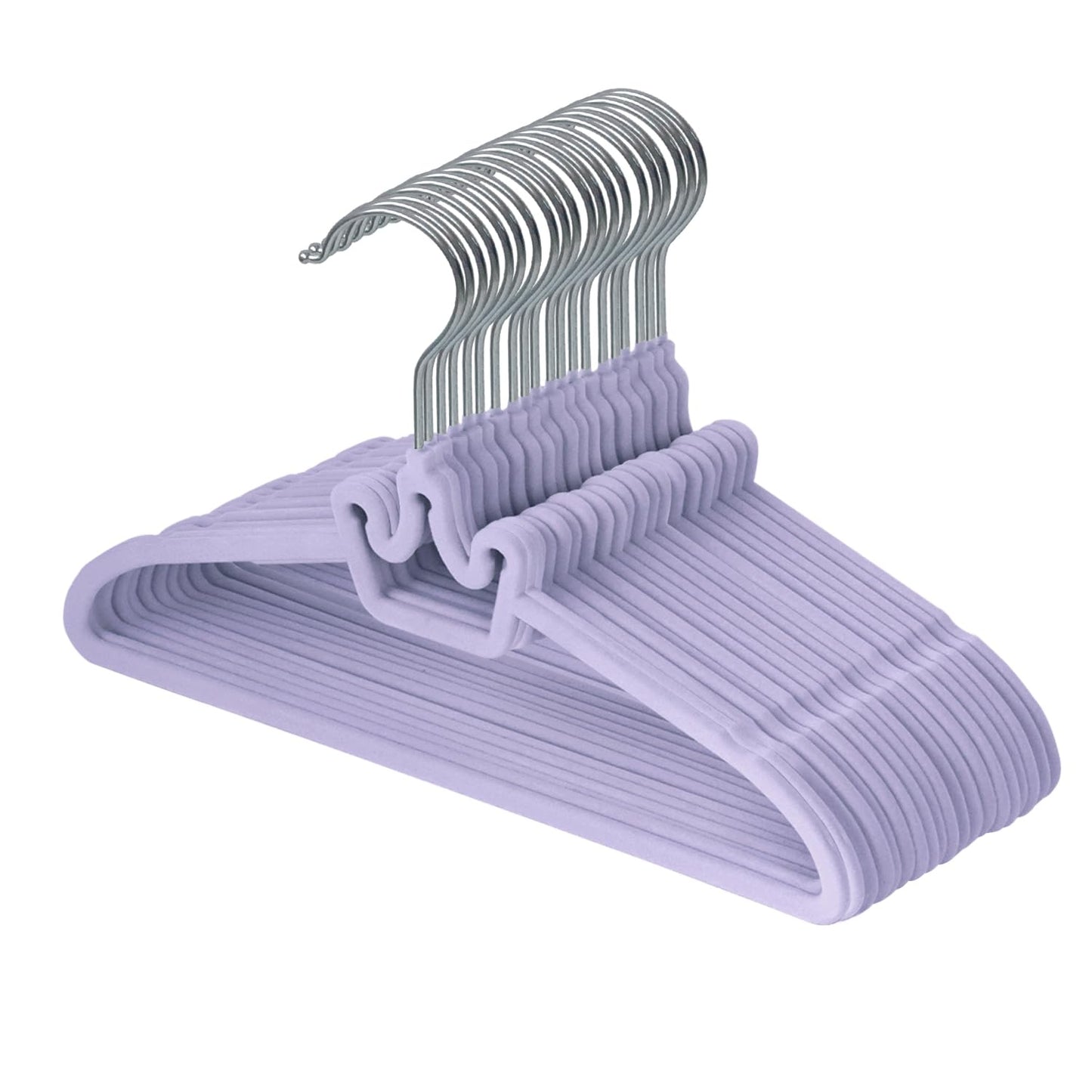 ManGotree 12.6" Kids Velvet Hangers Non-Slip Baby Hangers 20 Pack Purple