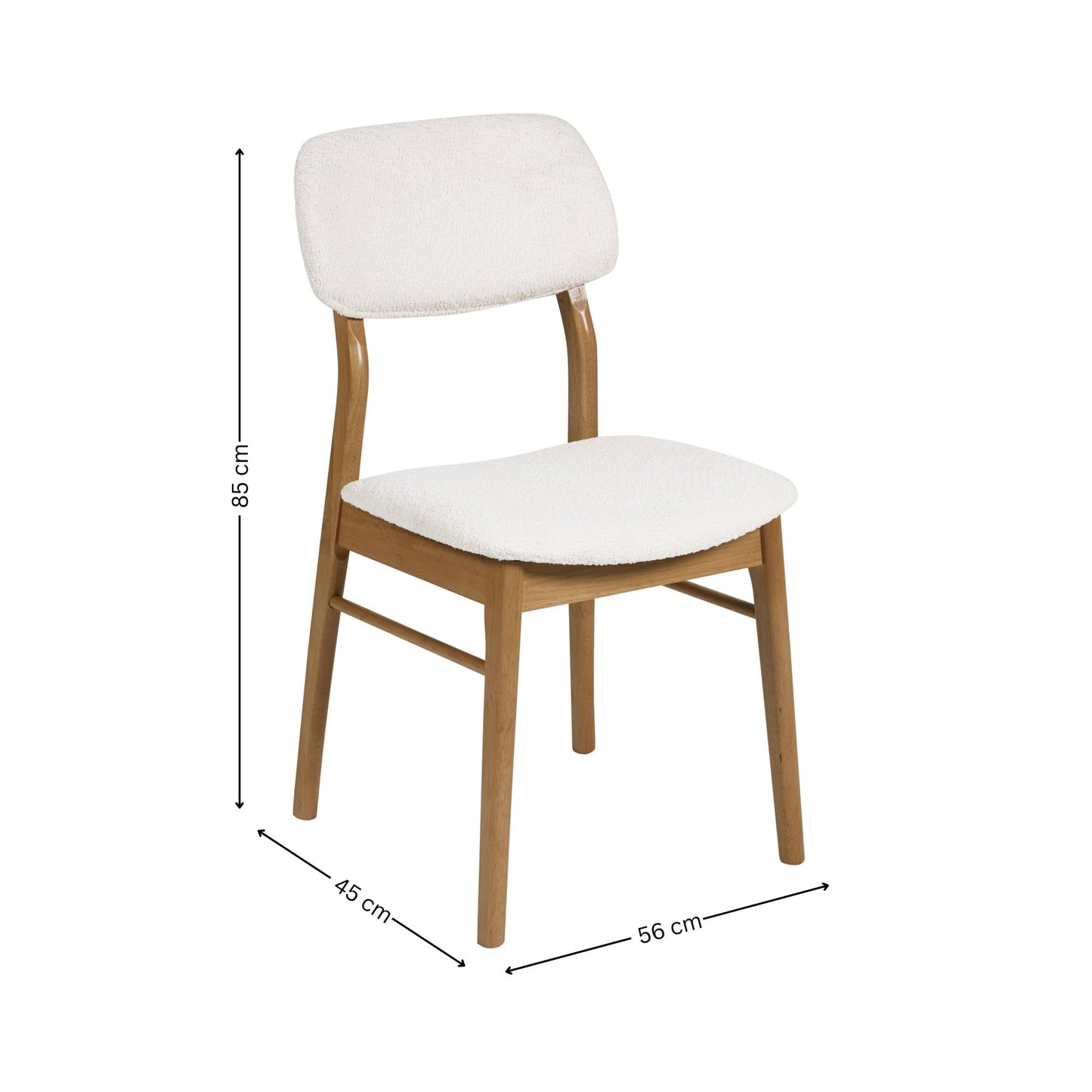 Julian Bowen Theia Dining Chairs, Set of 2, White Bouclé - H85 x D52cm
