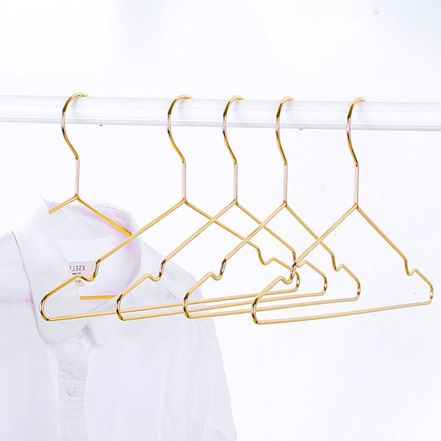 Qualsen Metal Wire Coat Hangers for Clothes, Gold 10 Pack, 42cm