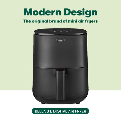 BELLA 3 L Touchscreen Air Fryer Oven and 5-in-1 Multicooker with Removable Nonstick Dishwasher Safe Crisping Tray and Basket, 1400 Watt Heating