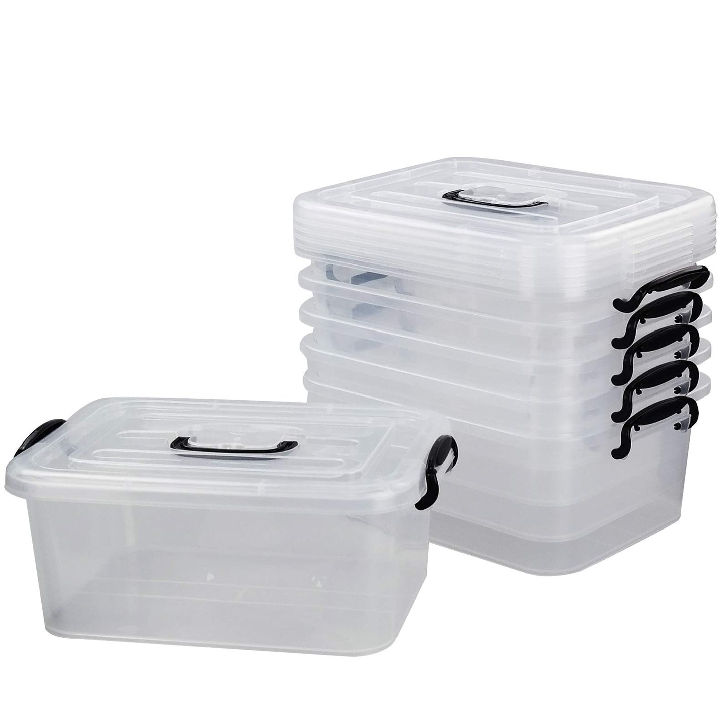 Bringer 6-Pack 8 L Clear Plastic Storage Boxes, Clear Latch Boxes