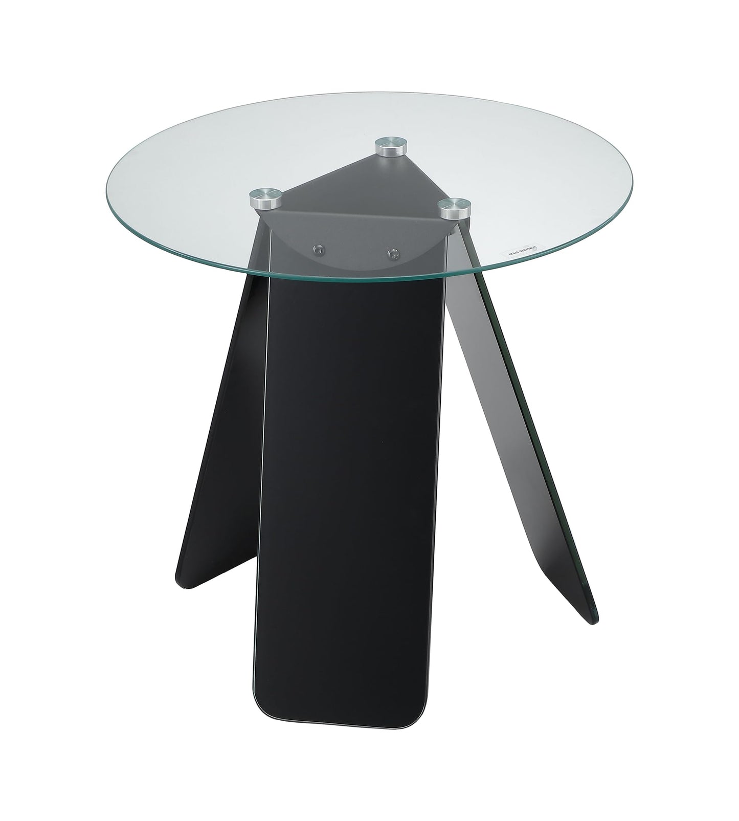 ASPECT Asti Round Side/Laptop/End/Coffeee Table Glass Top Base, Tempered, Clear/Black, 48 diameter x 45(H) cm