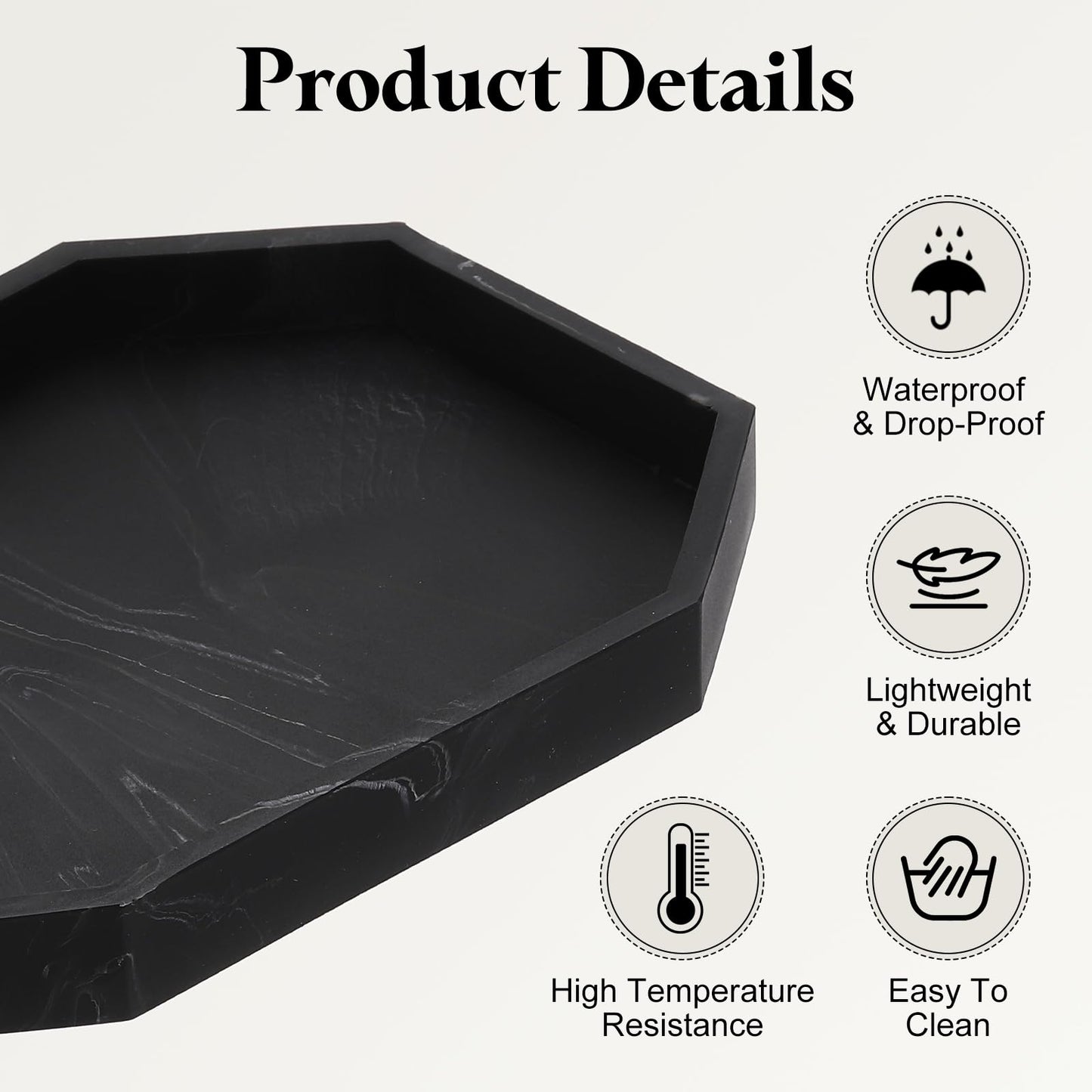 sourcing map Bathroom Vanity Tray, 7.9" x 6" Octagon Silicone Soap Dispenser Trays, Shatterproof Kitchen Sink Organizer for Soaps Keys Candle Trinket