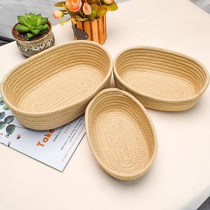 Cotton Rope Storage Baskets Set of 3 - Woven Storage Baskets for Organization, Available in White Grey Beige Gray