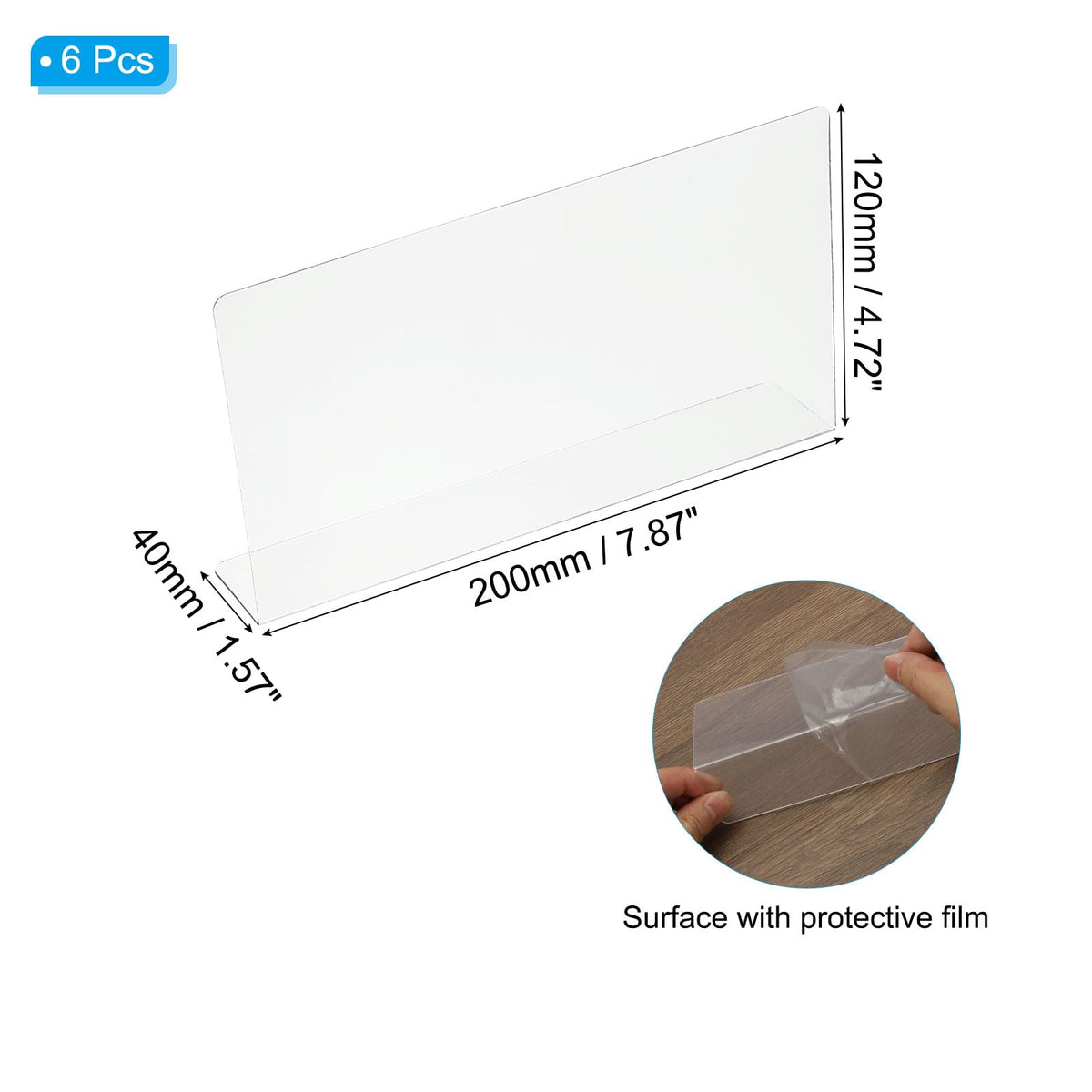 PATIKIL 6 Pack Shelf Dividers for Closet Organization, 200 x 40 x 120mm Acrylic Closets Separator Kitchen Cabinet Shelves Under Bed Blocker for