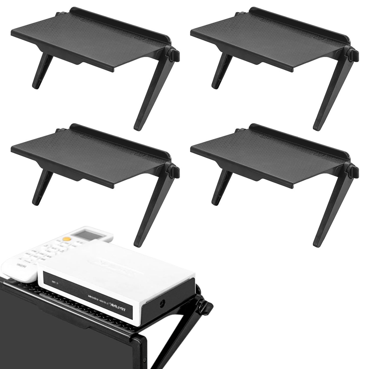 TV Top shelf 4-Piece Adjustable Screen Top Shelf for TV, Computer Monitor, Speakers, Media Boxes, Router, Game Console
