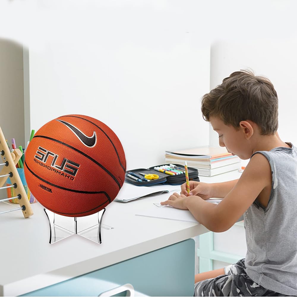 Yeenano Ball Stand,Football Stands Acrylic Baketball Football Display Stand, Volleyball Rugby Ball Sports Ball Storage Rack,Balls Holder for Football
