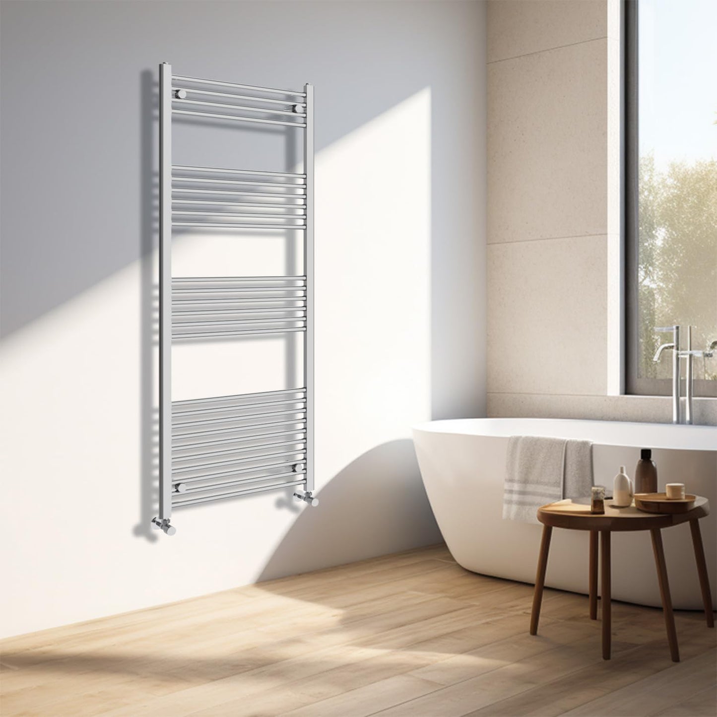 NRG Chrome Heated Towel Rail Straight Designer Radiator, 1600×600mm