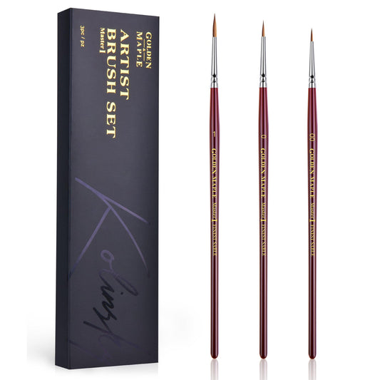 Kolinsky Sable Miniature Paint Brushes, Professional Fine Detail Paint Brushes, Golden Maple Round Point Paint Brush for Miniatures, Watercolor