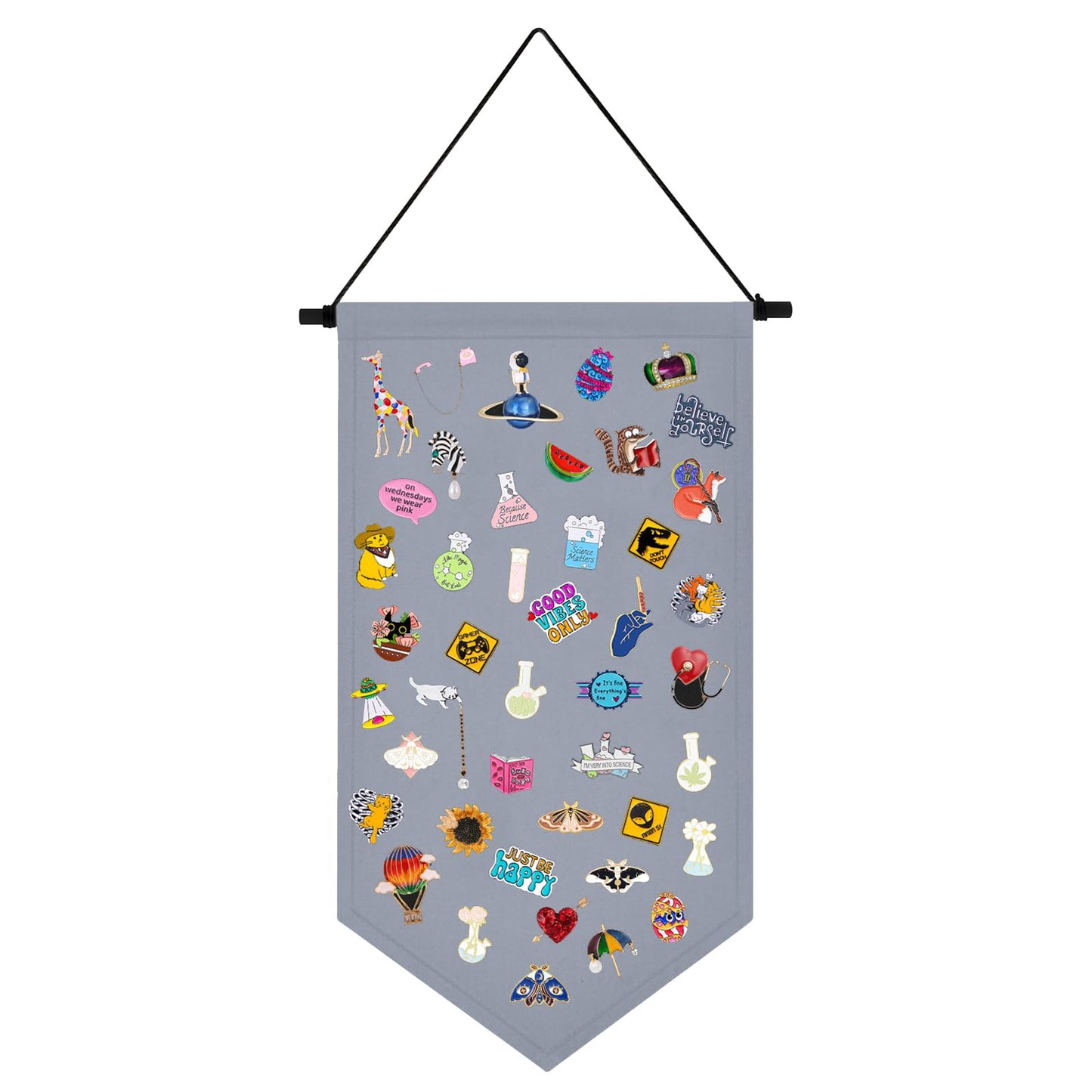 Kunyeah Wall Hanging Brooch Organizer Storage Case Colorful Canvas Pin Board Stand Enamel Pin Badge Hanging Holder Display Banner Earrings Collection