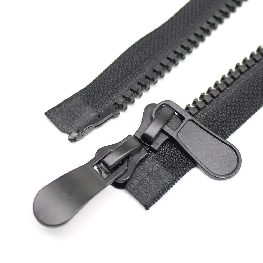 YaHoGa 150 cm #8 Zip Plastic 2 Way Separable Black Zip for Coat Jackets (RZTW 150 cm)