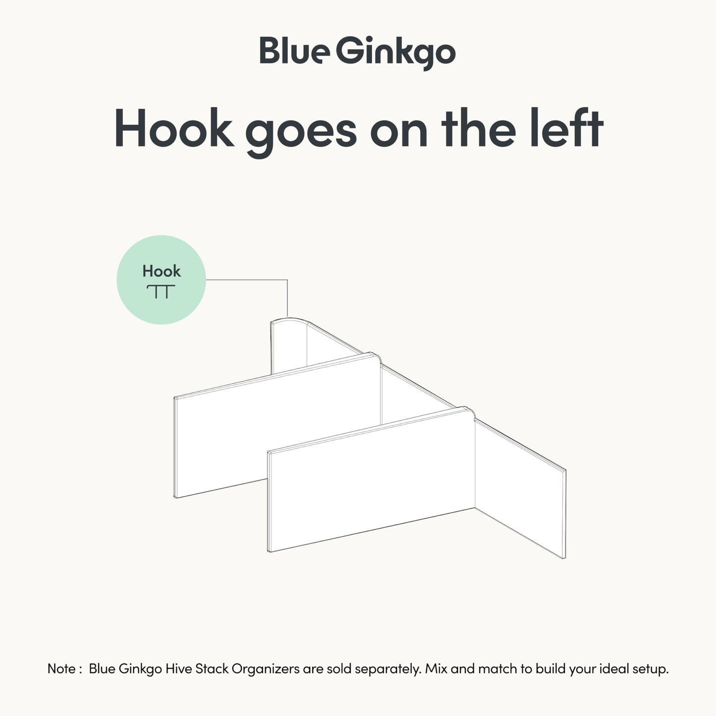 Blue Ginkgo Hive Stack Organizer Partition, White