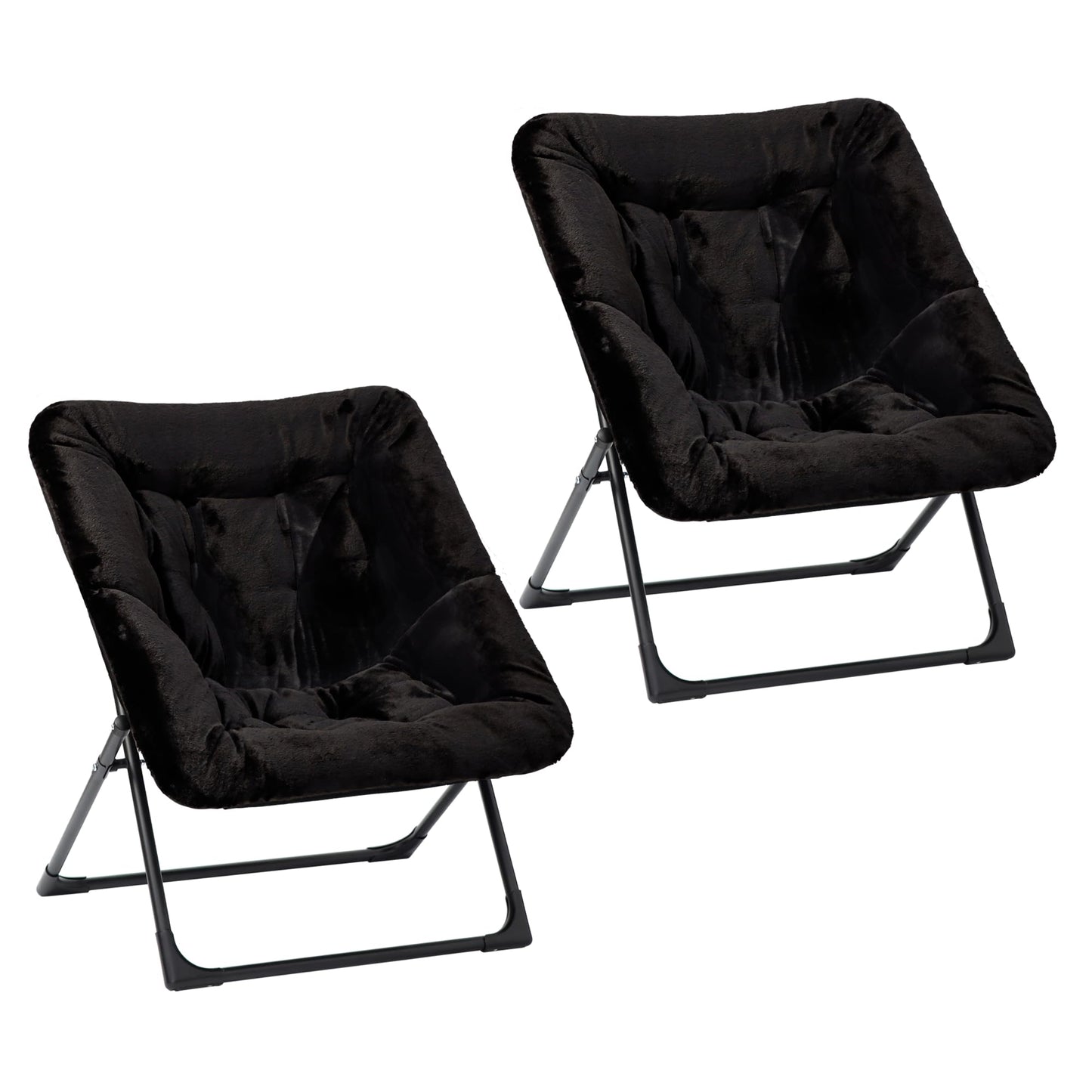 Mordchil EU Comfy Saucer Chair for Adults, Set of 2, Soft Faux Fur Bedroom Chair, Accent Dorm Chairs, Flexible Living Room Reading Chairs