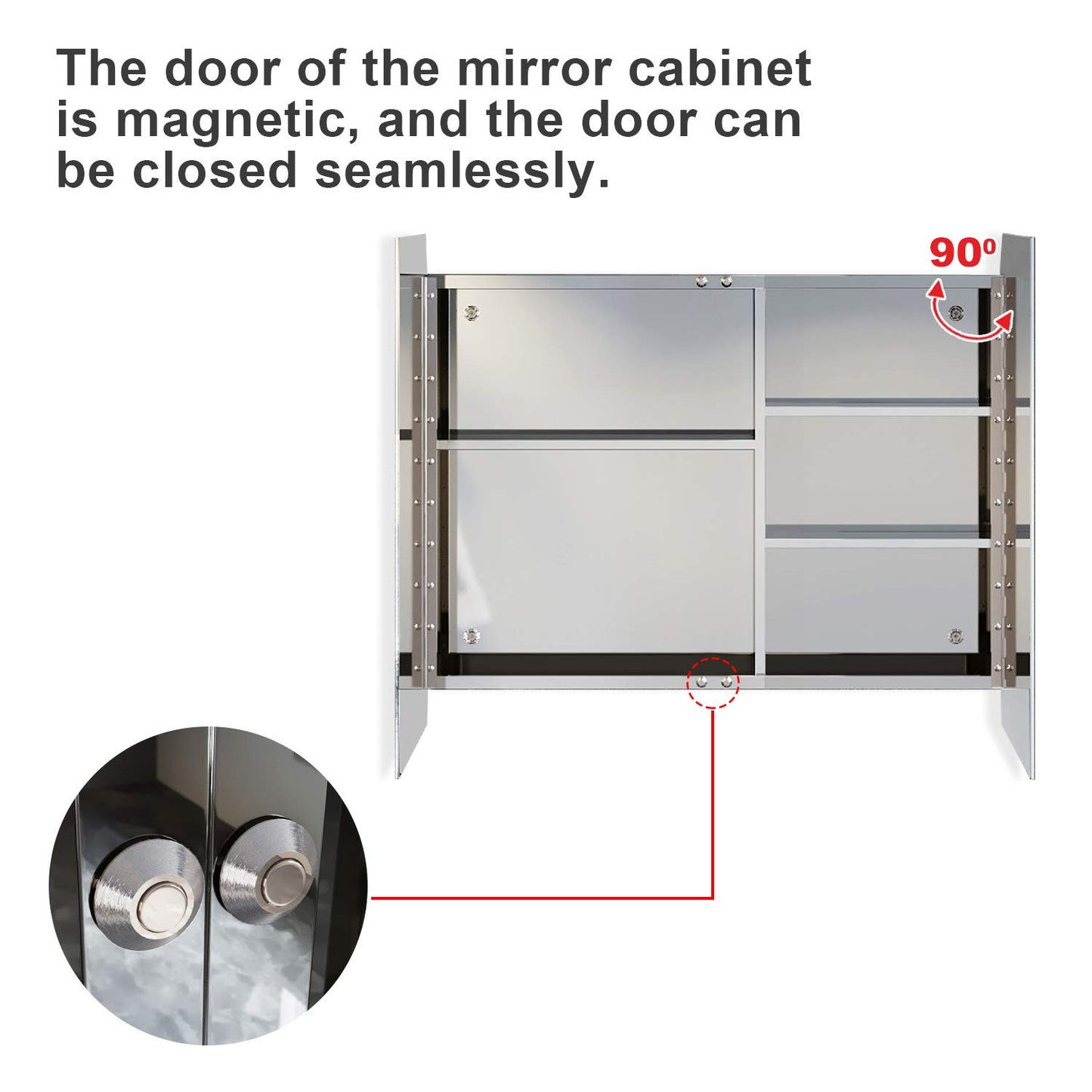 ELEGANT 800x600mm Bathroom Cabinet with Mirror, Stainless Steel
