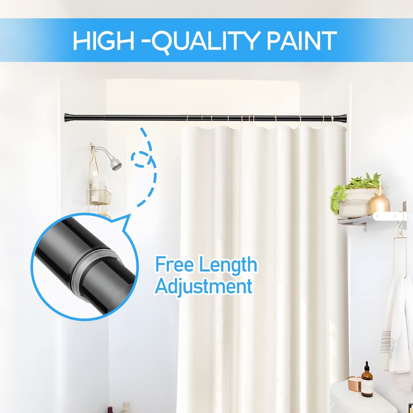 ZipGlo Extendable Curtain Poles Tension Rods for Curtains 70-130 Cm 1pcs