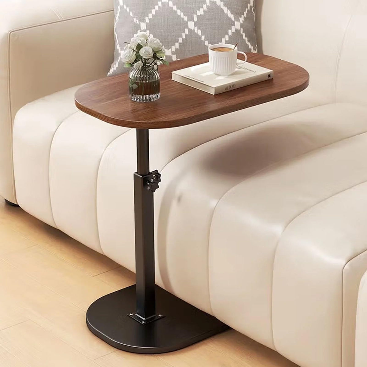 SHEBUYLLI Small Side Table, C Shaped Bed Side Table for Living Room Bedroom