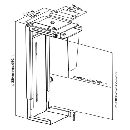 Maclean MC-713B or MC-713S Under Desk PC Mount The 10 kg Black Or Silver Silver