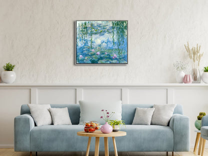 Wieco Art Framed Wall Art Water Lilies by Claude Monet Canvas Print Paintings Reproduction Modern Canvas Wall Art for Home and Office Decoration