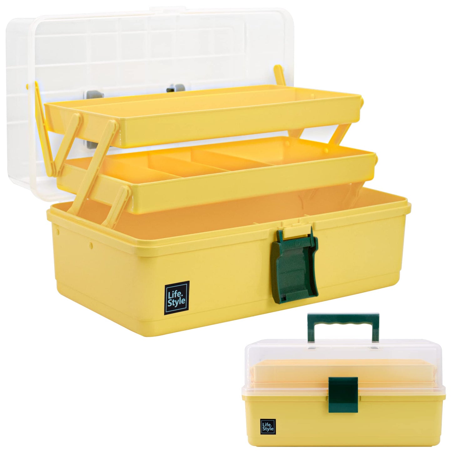 Creahaus 13inch 3 Layer Multipurpose Storage Box, Craft Storage Box with Compartments, Plastic Tool Box, Medicine storage box
